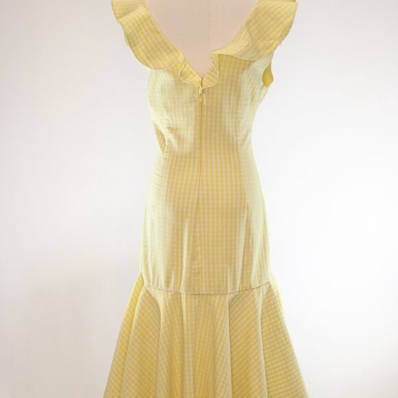 Simkhai Gingham Ruffle V-Neck Yellow Size 10R - Picture 8 of 12